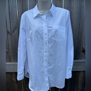 Talbots Petite White Button-Up Cotton Shirt - Size MP